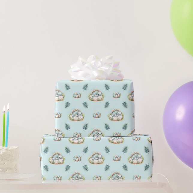 Papel de embrulho para chá de bebê com padrão de d (Presentes para festas)