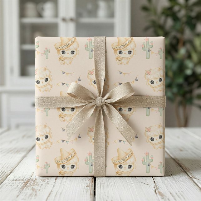 Papel de embrulho para chá de bebê de Cactus e Lla (Criador carregado)