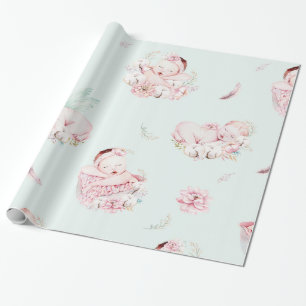 Papel de embrulho para chá de bebê de menina com a