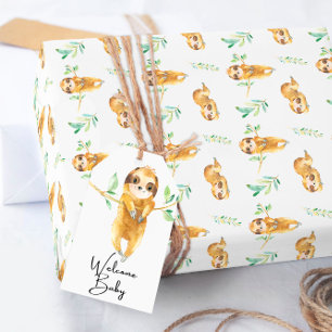 Papel de embrulho para chá de bebê de preguiça
