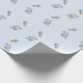 Papel de embrulho para chá de bebê do Elefante Azu