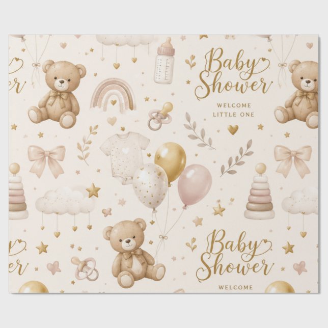 Papel de embrulho para chá de bebê Elegante presen (Aberto)