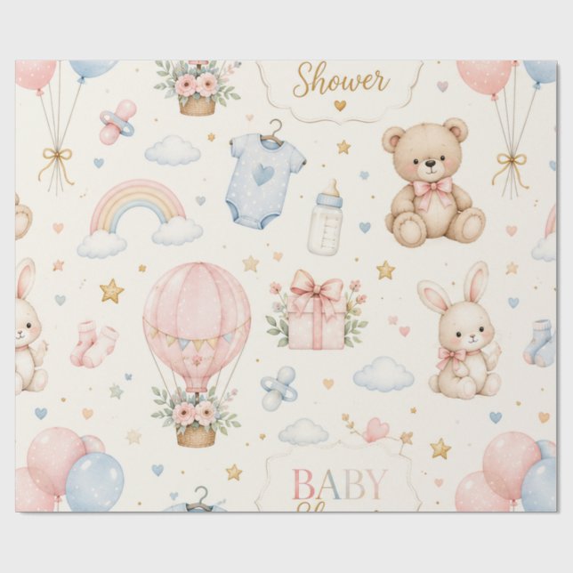 Papel de embrulho para chá de bebê Elegante presen (Aberto)
