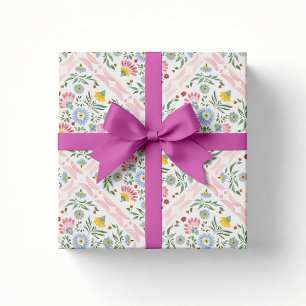 Papel de embrulho para chá de bebê Floral Folk