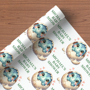 Papel de embrulho para chá de bebê Little Dino Hat