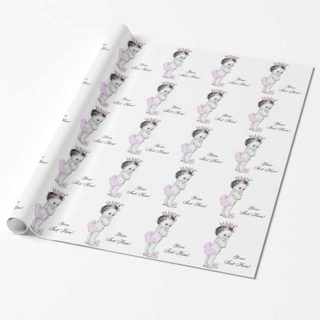 Papel de embrulho para chá de bebê menina princesa (Desenrolado)