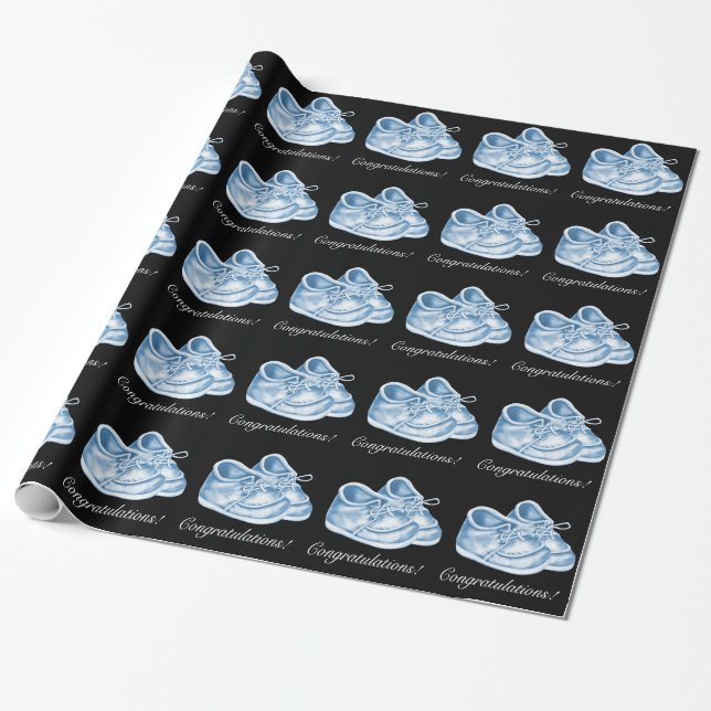 Papel de embrulho para chá de bebê menino sapatos  (Desenrolado)