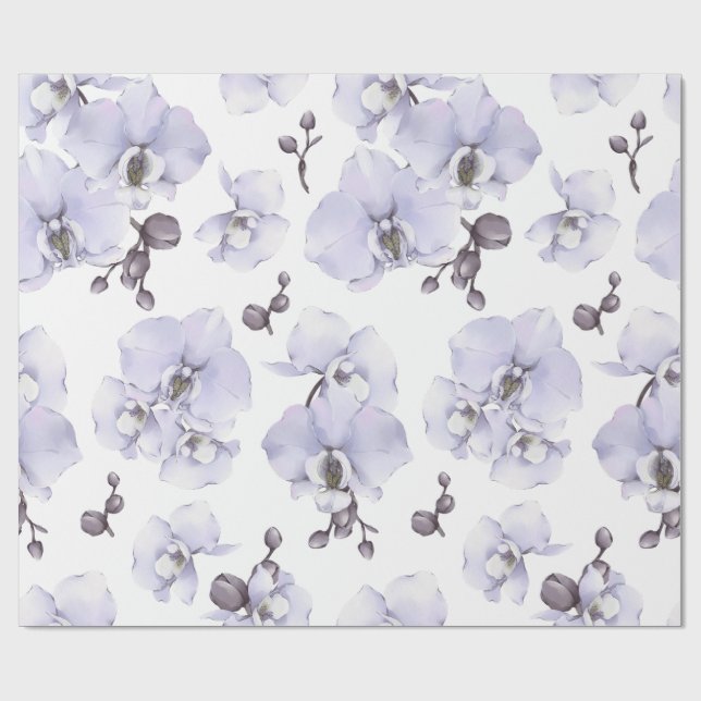Papel de embrulho para chá de bebê Orquídea Lavand (Aberto)