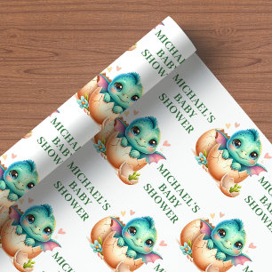 Papel de embrulho para chuveiro de bebê dinossauro