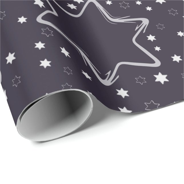 Papel de embrulho para estrelas de Natal roxas (Ponta do rolo)