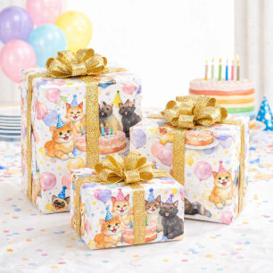 Papel de Embrulho para Festa de Aniversário de Gat