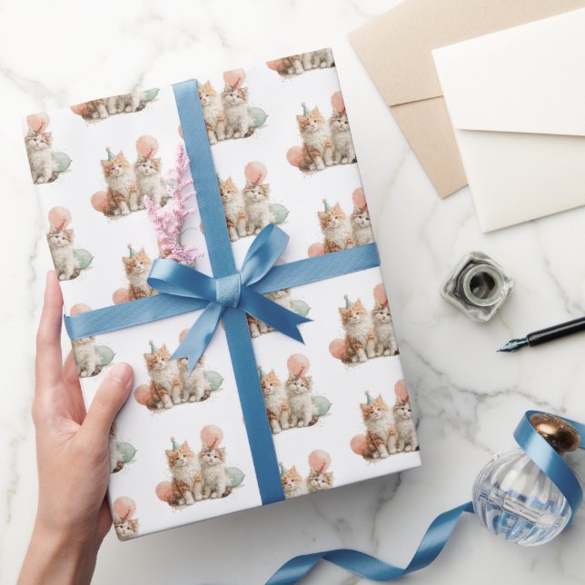 Papel de embrulho para festa de aniversário de gat (Presentear)