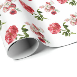 Papel de embrulho para flores de vinhagem vermelha