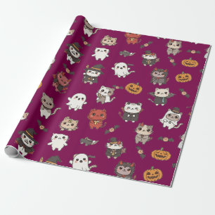 Papel de embrulho para gatos de Dia das Bruxas, bo