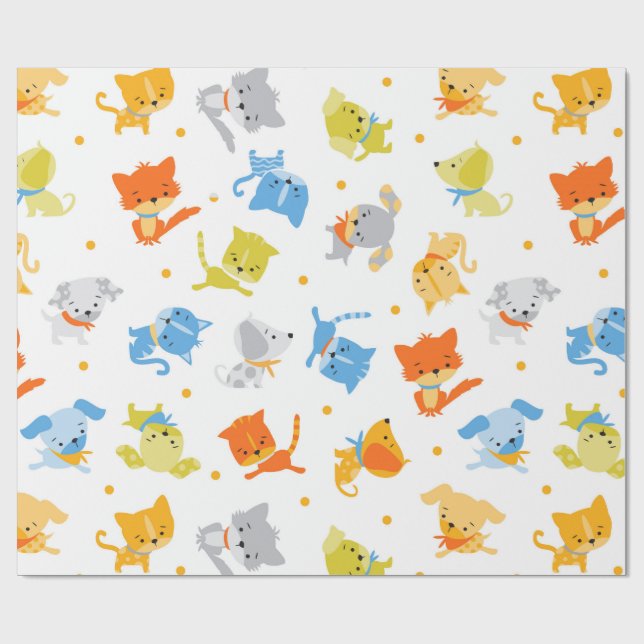 Papel de embrulho para gatos e cães coloridos (Aberto)