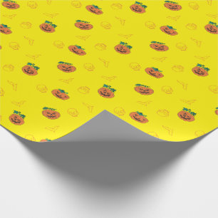 Papel de embrulho para halloween - Pumpkins, Skull