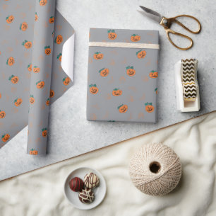 Papel de embrulho para halloween - Pumpkins, Skull
