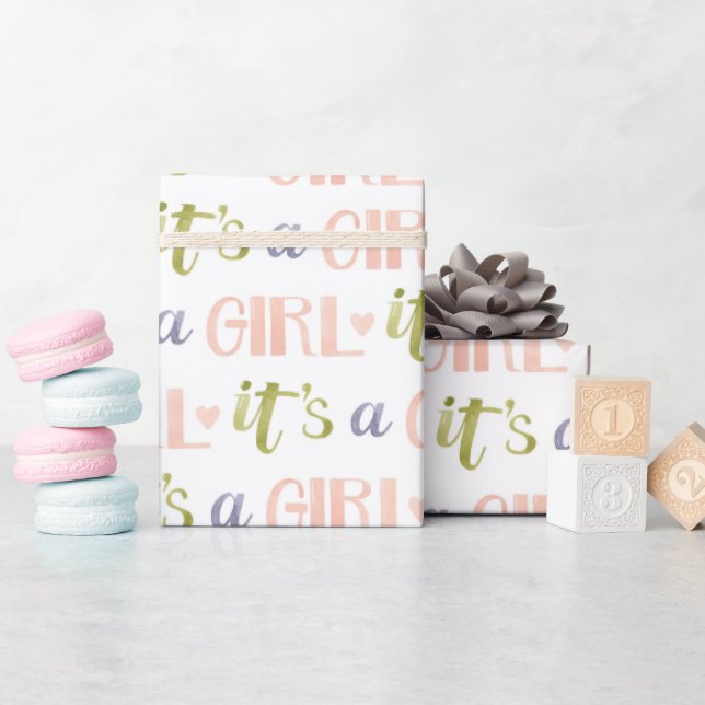 Papel de embrulho para novo bebê É uma menina (Chá de bebê)