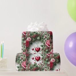 Papel de embrulho para o Dia dos Namorados Rosas e