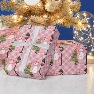 Papel de embrulho para os porcos de Natal