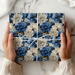 Papel de embrulho para presente floral marfim bran
