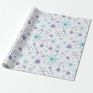 Papel de embrulho para presente Snowflake Azul e R