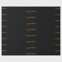 Papel de embrulho Parabéns Preto e Dourado