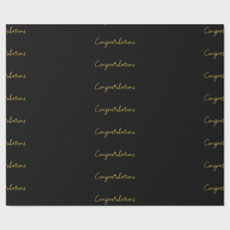 Papel de embrulho Parabéns Preto e Dourado