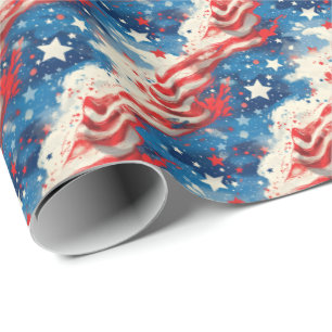 Papel de embrulho patriótico vermelho branco e azu