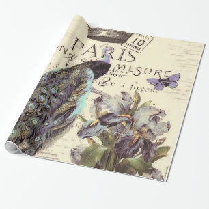 Papel de embrulho pavão real de Paris