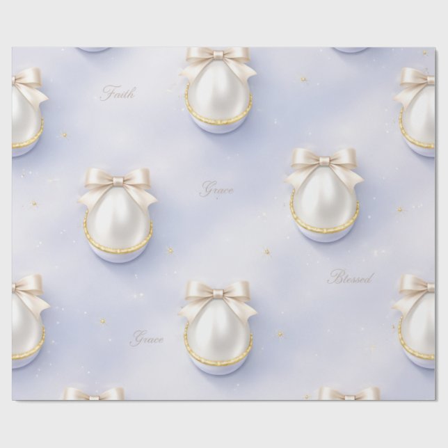 Papel de embrulho Pérola da Fé Design de Laço Eleg (Aberto)