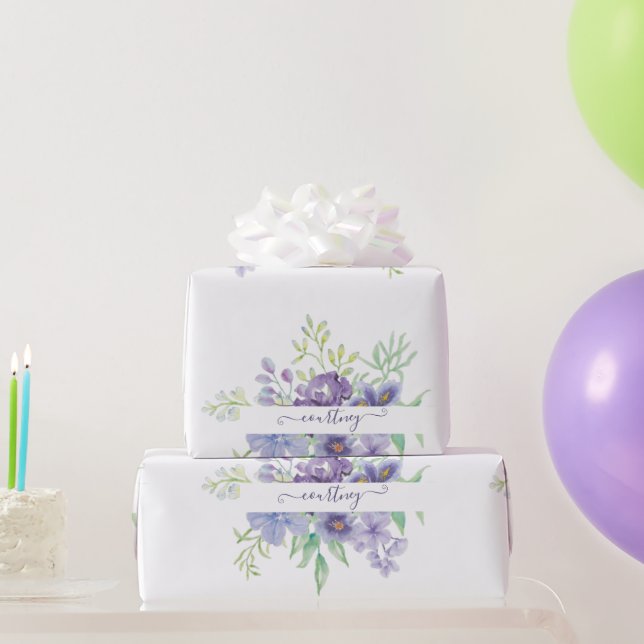 Papel de embrulho personalizado com floral de aqua (Presentes para festas)