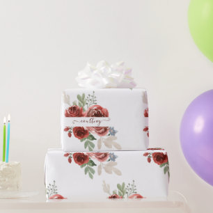 Papel de embrulho personalizado com floral de aqua