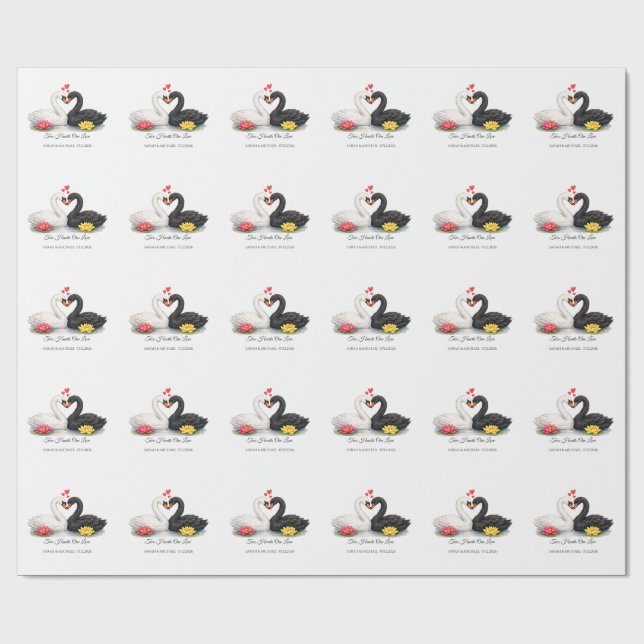 Papel de embrulho personalizado Duas Corações Um A (Aberto)
