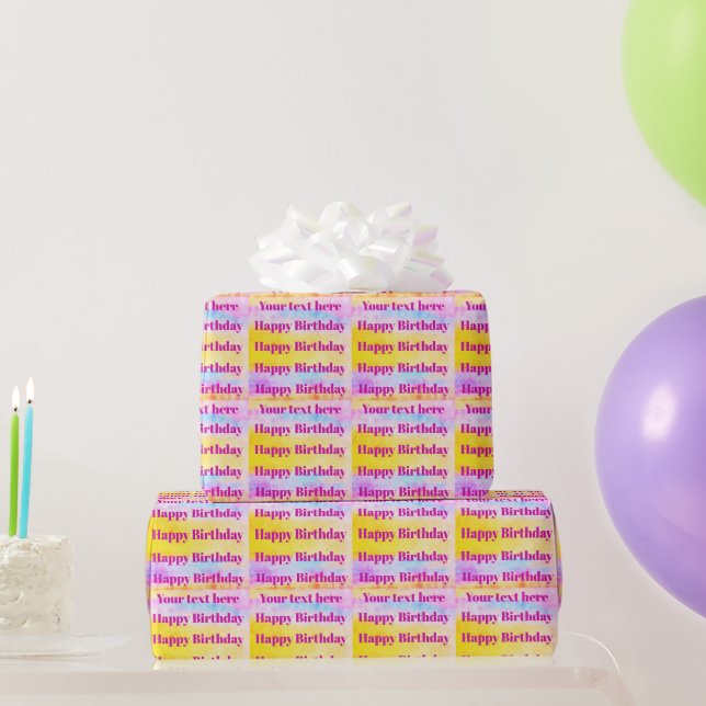 Papel de embrulho personalizado Feliz Aniversário (Presentes para festas)