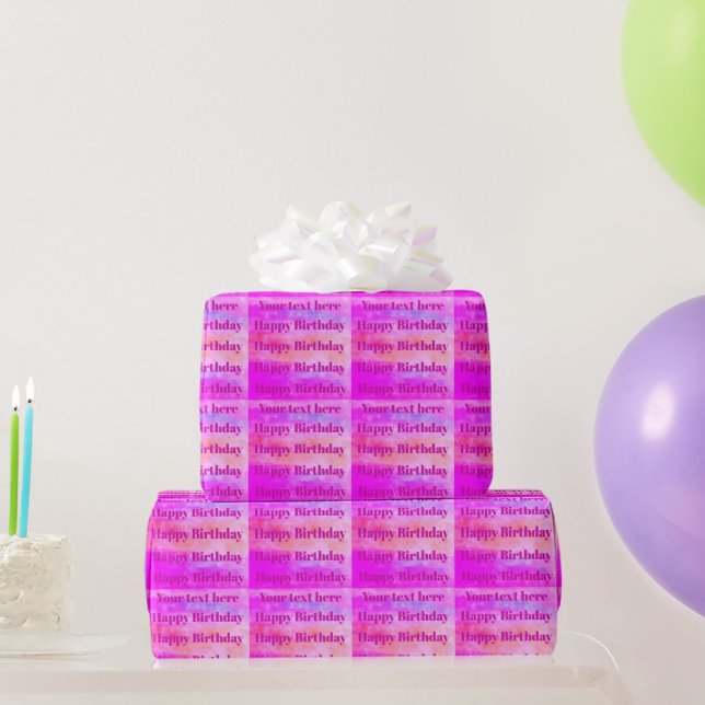 Papel de embrulho personalizado Feliz Aniversário (Presentes para festas)