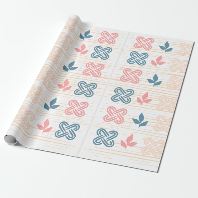 Papel de embrulho pêssego e azul (Desenrolado)