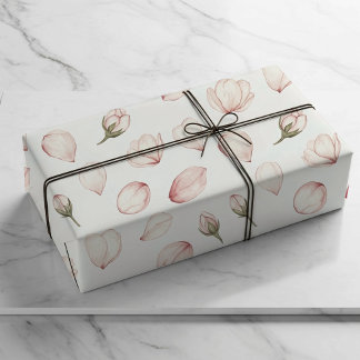 Papel de embrulho Pétalas Aquarela Rosa