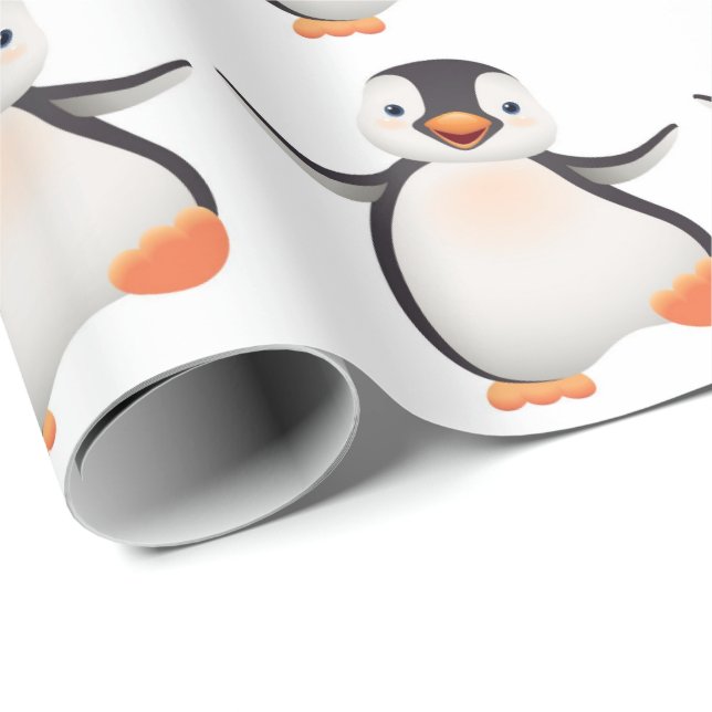 Papel de Embrulho - Pinguim Bebê (Ponta do rolo)