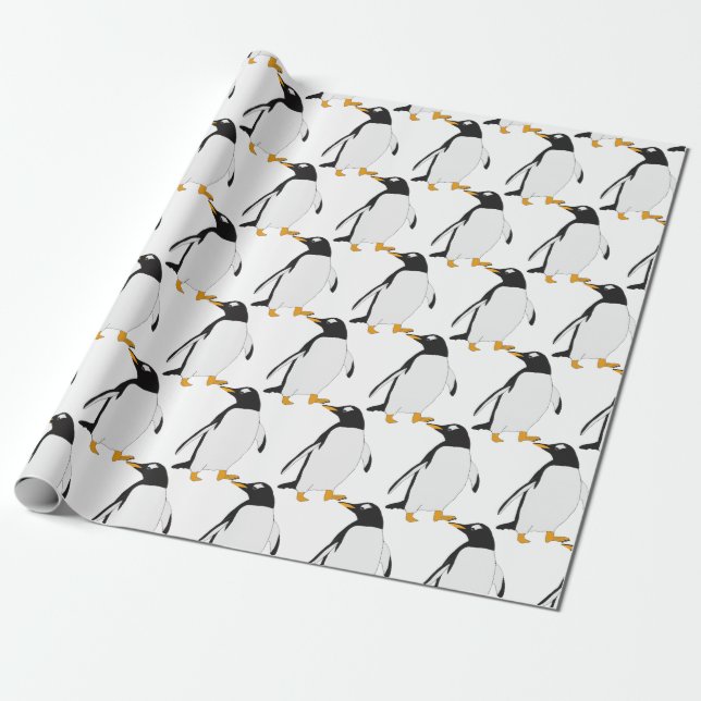 Papel de embrulho Pinguim preto e branco (Desenrolado)