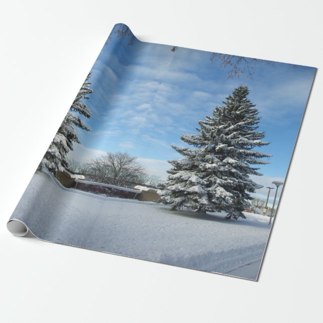 Papel de embrulho Pinheiro na Neve (Desenrolado)