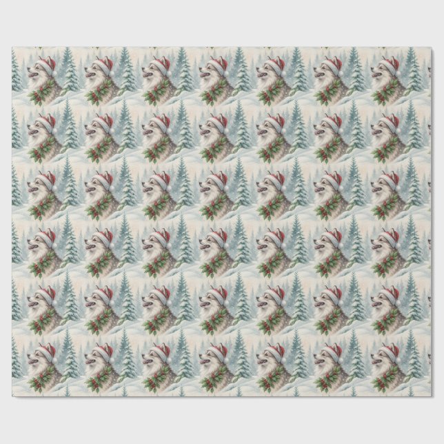 Papel de embrulho Pomsky Natal (Aberto)