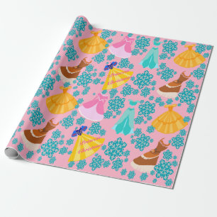 Papel de embrulho prateado princesa rosa