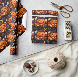 Papel de embrulho Premium de Halloween – Abóboras