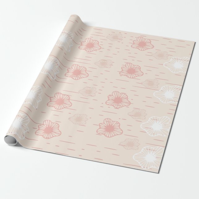 Papel de embrulho presente abstrato flor de pêsseg (Desenrolado)