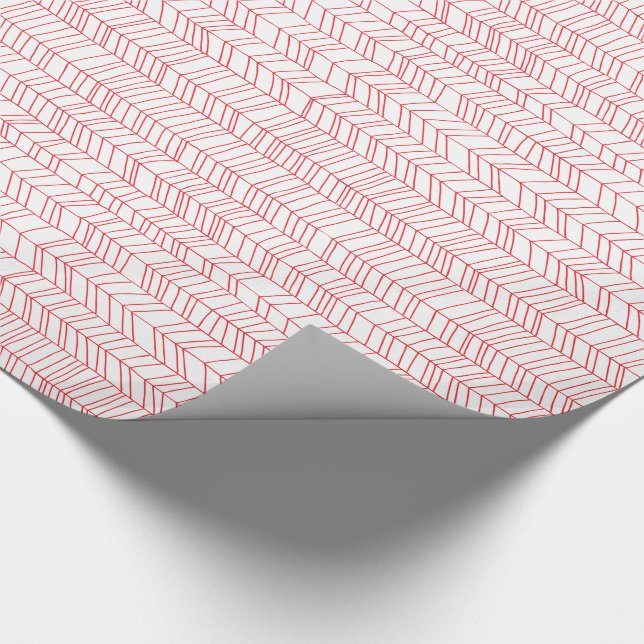 Papel de embrulho presente Chevron vermelho modern (Ponta)
