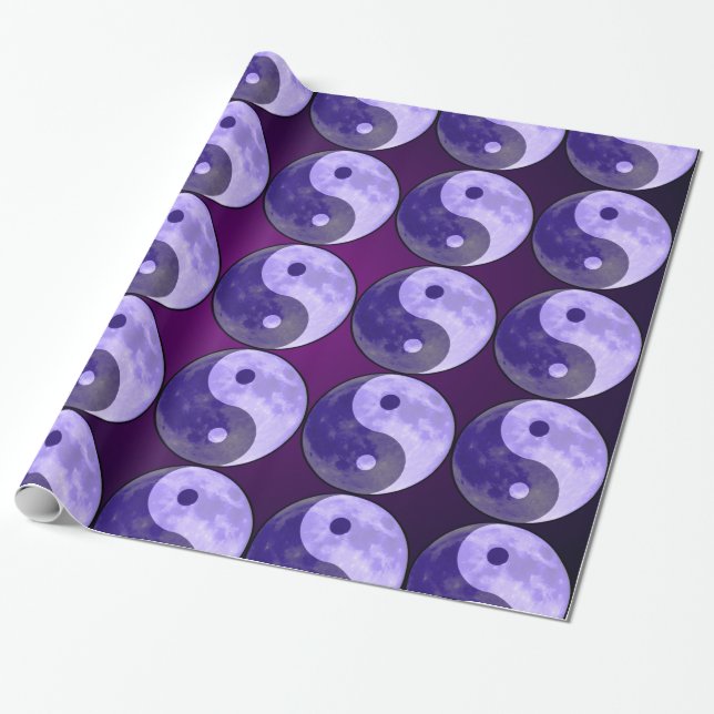 Papel de embrulho presente Lua Roxa Yin Yang (Desenrolado)