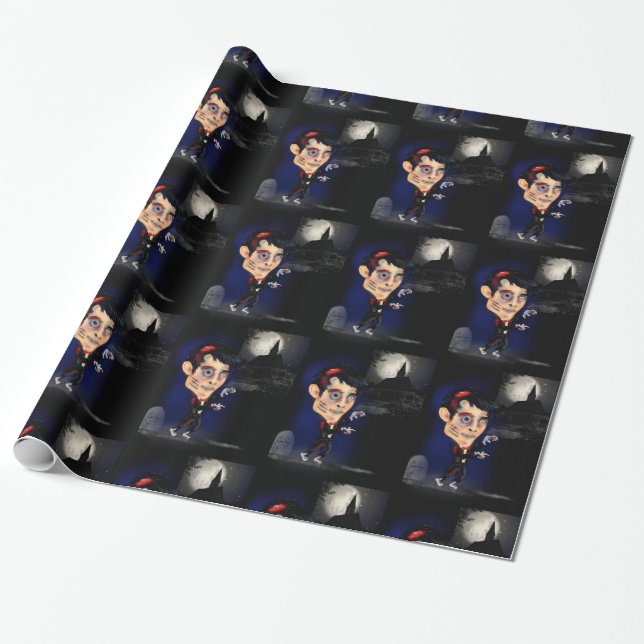 Papel de embrulho presente masculino Zumbi Sinistr (Desenrolado)