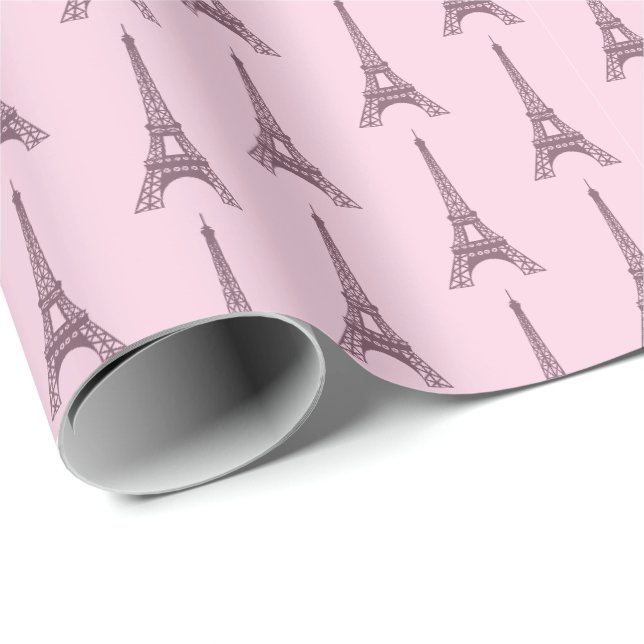 Papel de embrulho presente rosa Paris França (Ponta do rolo)