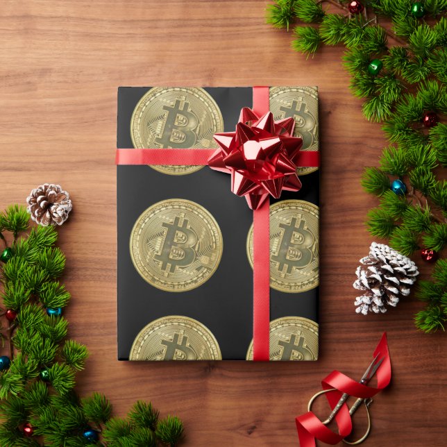 Papel de embrulho preto Bitcoin (Presente de Natal)